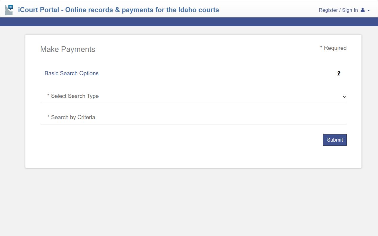 Idaho County court dockets iCourt payment and citation search