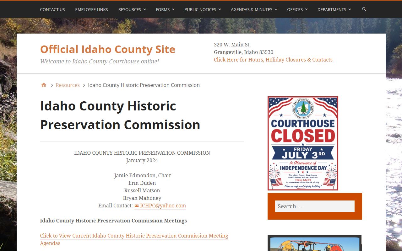 Idaho County court records historic preservation resources