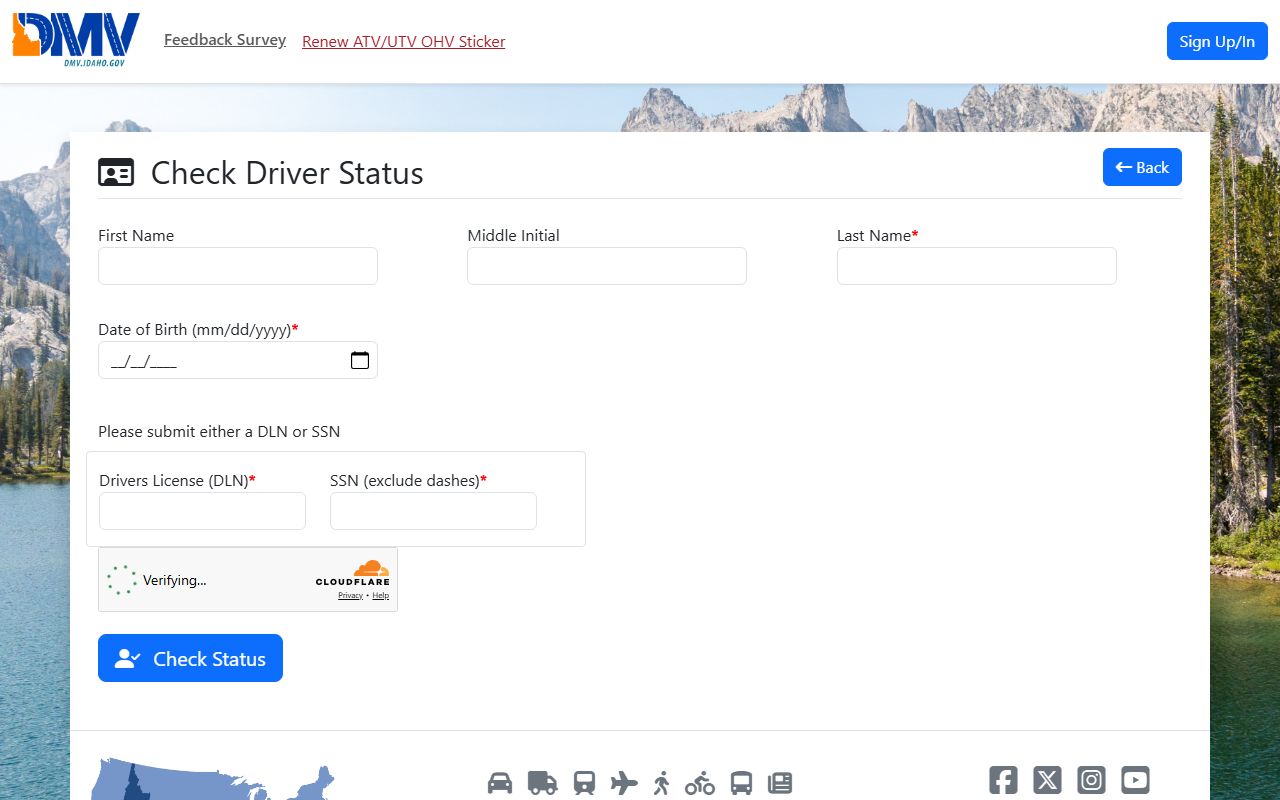 Idaho County traffic court records Idaho DMV driver status lookup