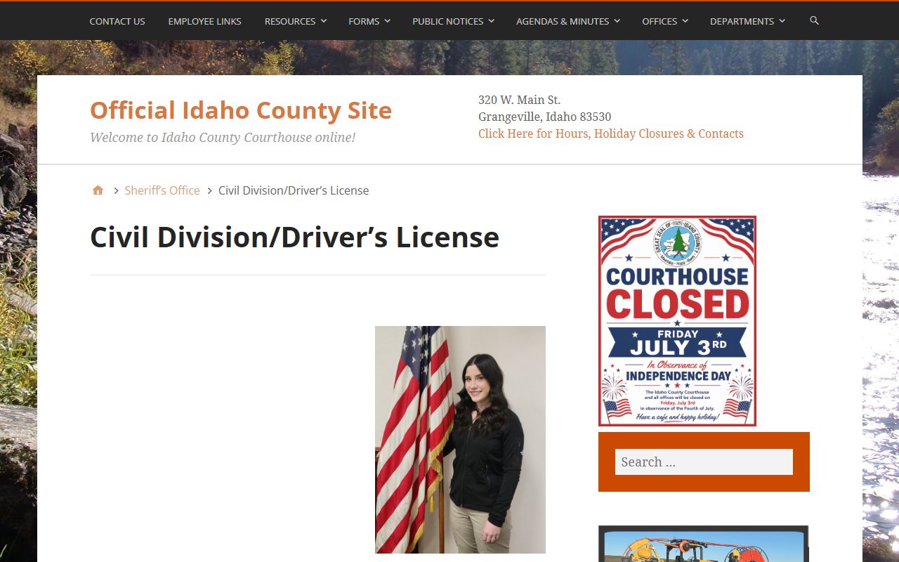 Idaho County traffic court records sheriff civil driver license page